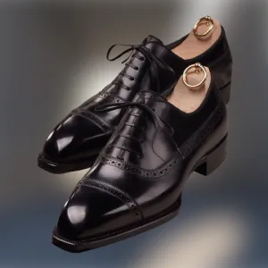 Handmade Men Black Oxfords Shoes, Men black Brogue dress shoes, Mens shoes