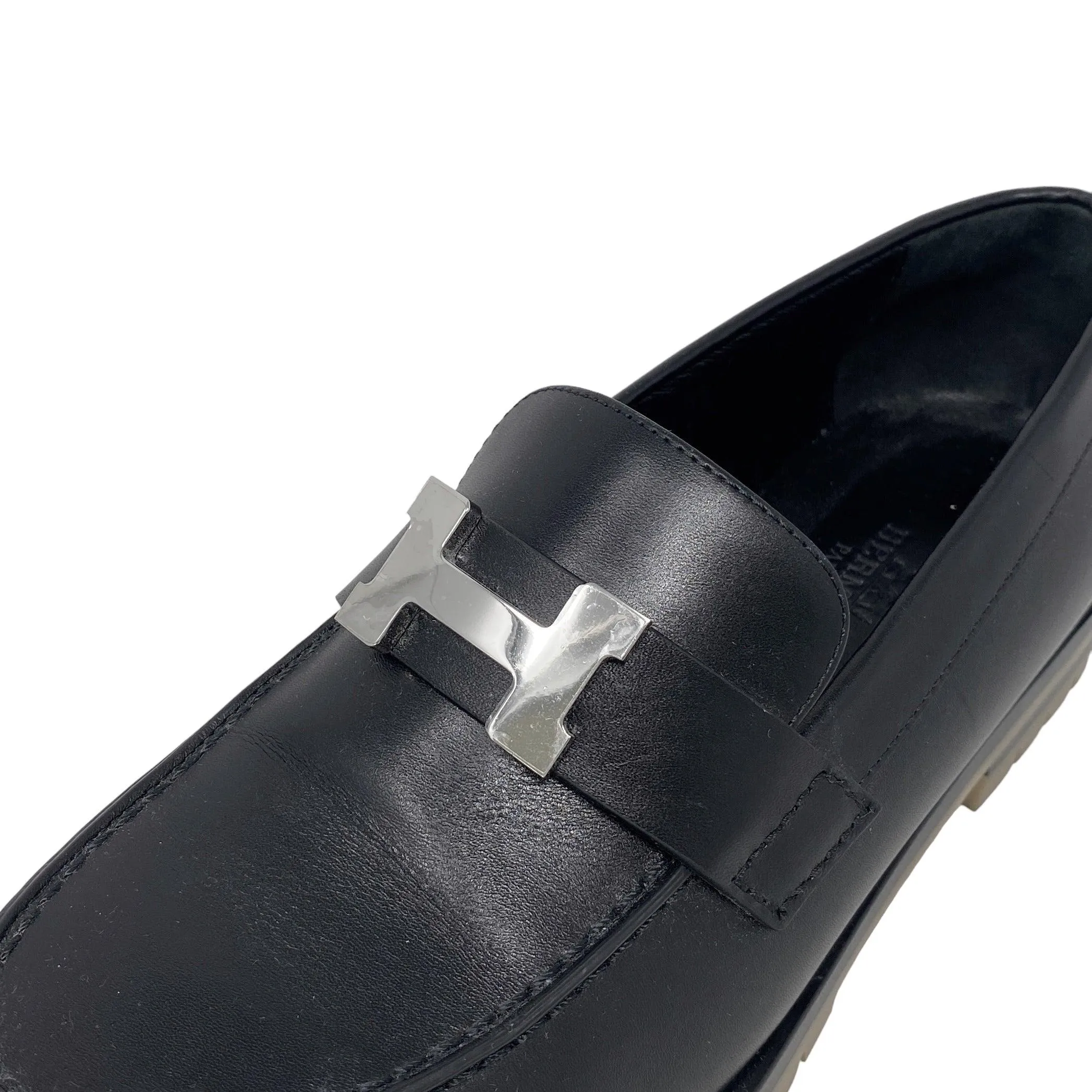 Hermes Noir Faubourg Loafers 35.5