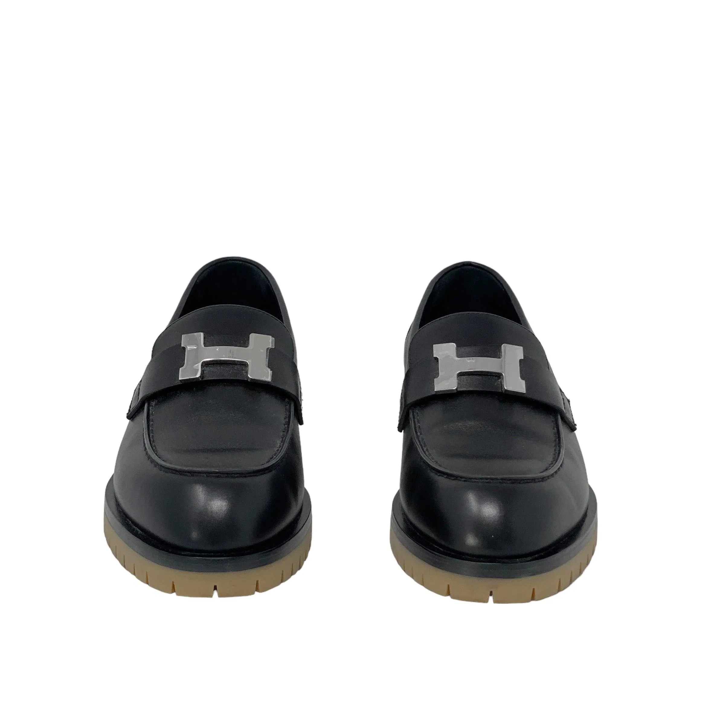 Hermes Noir Faubourg Loafers 35.5