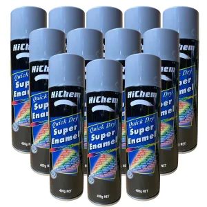 Hichem Quick Dry Super Enamel Spray Paint 12 Cans - Blue Grey