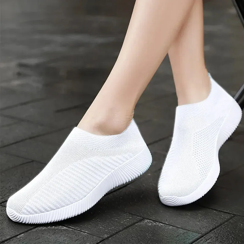 High-Quality Women's Vulcanized Sneakers: Slip-On Flats and Loafers in Plus Size 42 for Walking