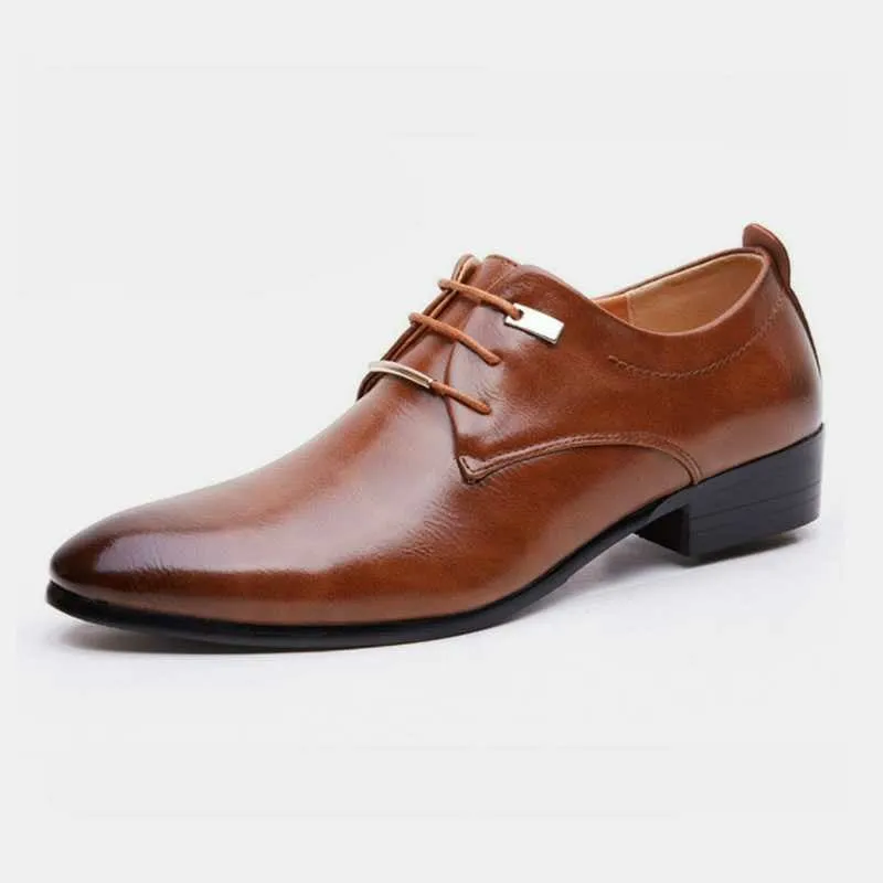 Hign Quality 2021 NEW Men Flats Leather Shoes Brogue Pointed Oxford Flat Male Casual Shoes Men's Luxury Brand Size 38-48