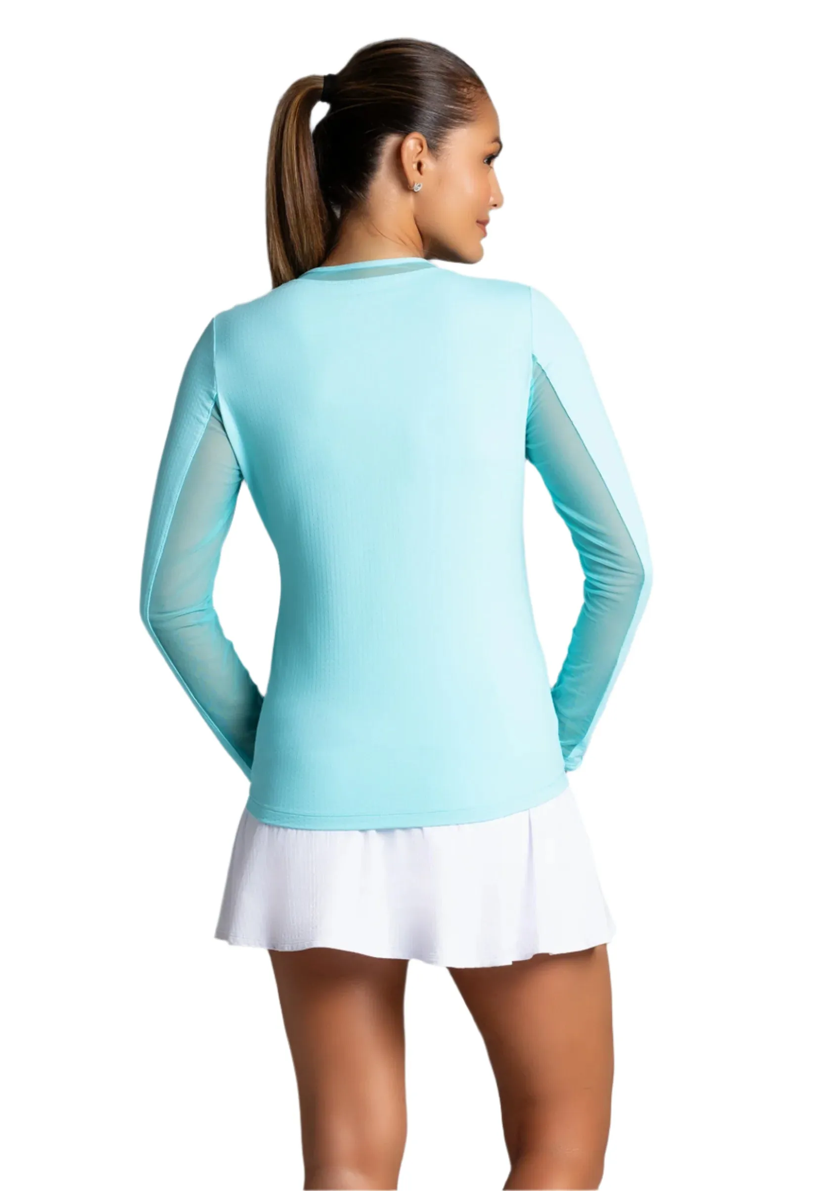 IBKUL WOMENS LONG SLEEVE CREW NECK WITH MESH