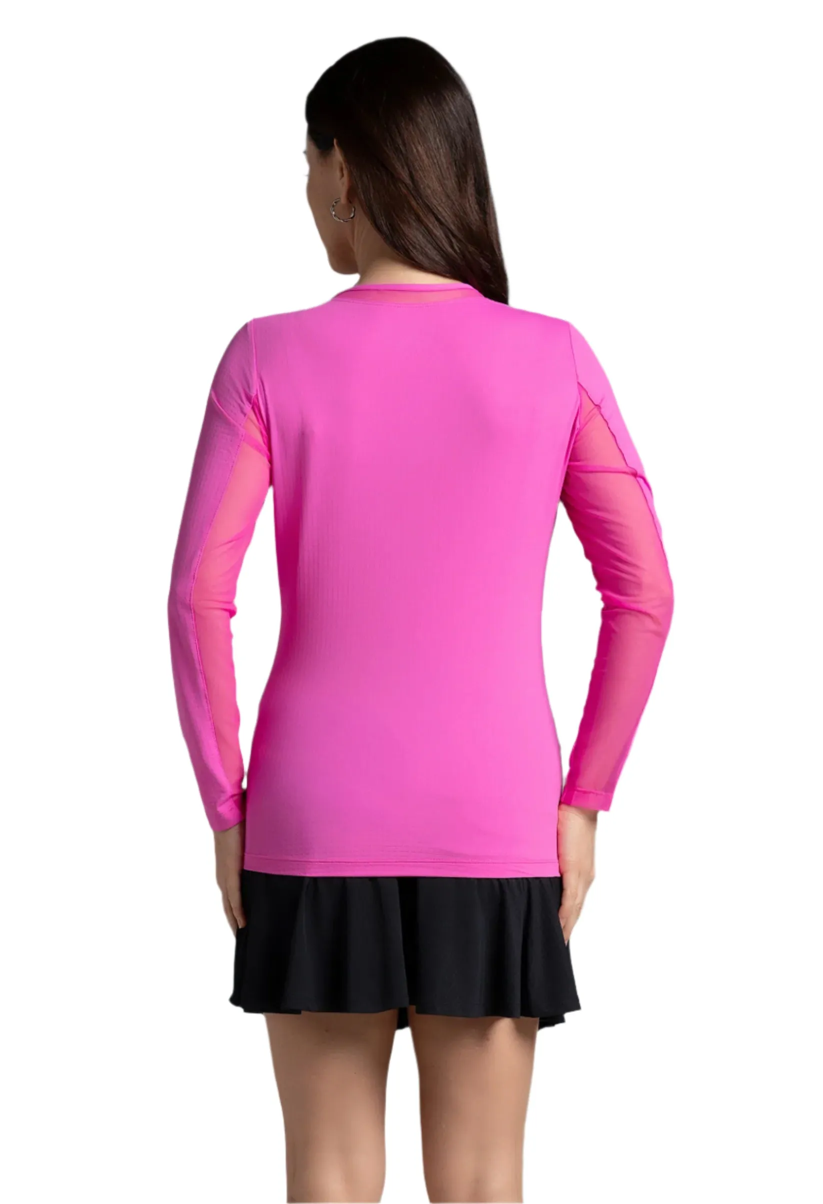 IBKUL WOMENS LONG SLEEVE CREW NECK WITH MESH