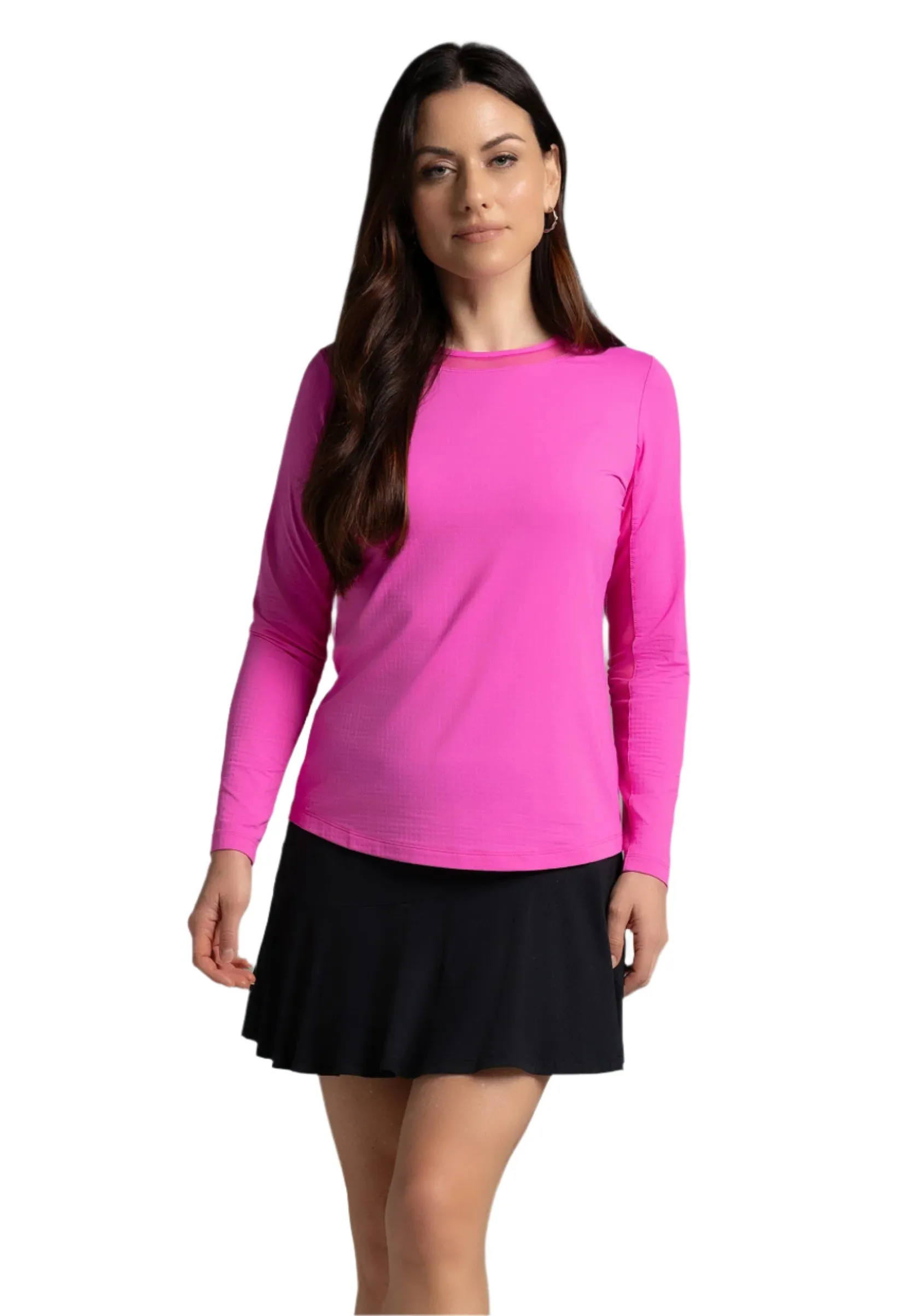 IBKUL WOMENS LONG SLEEVE CREW NECK WITH MESH
