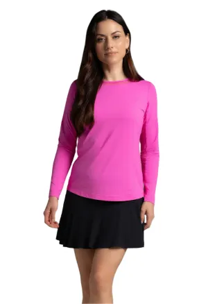 IBKUL WOMENS LONG SLEEVE CREW NECK WITH MESH