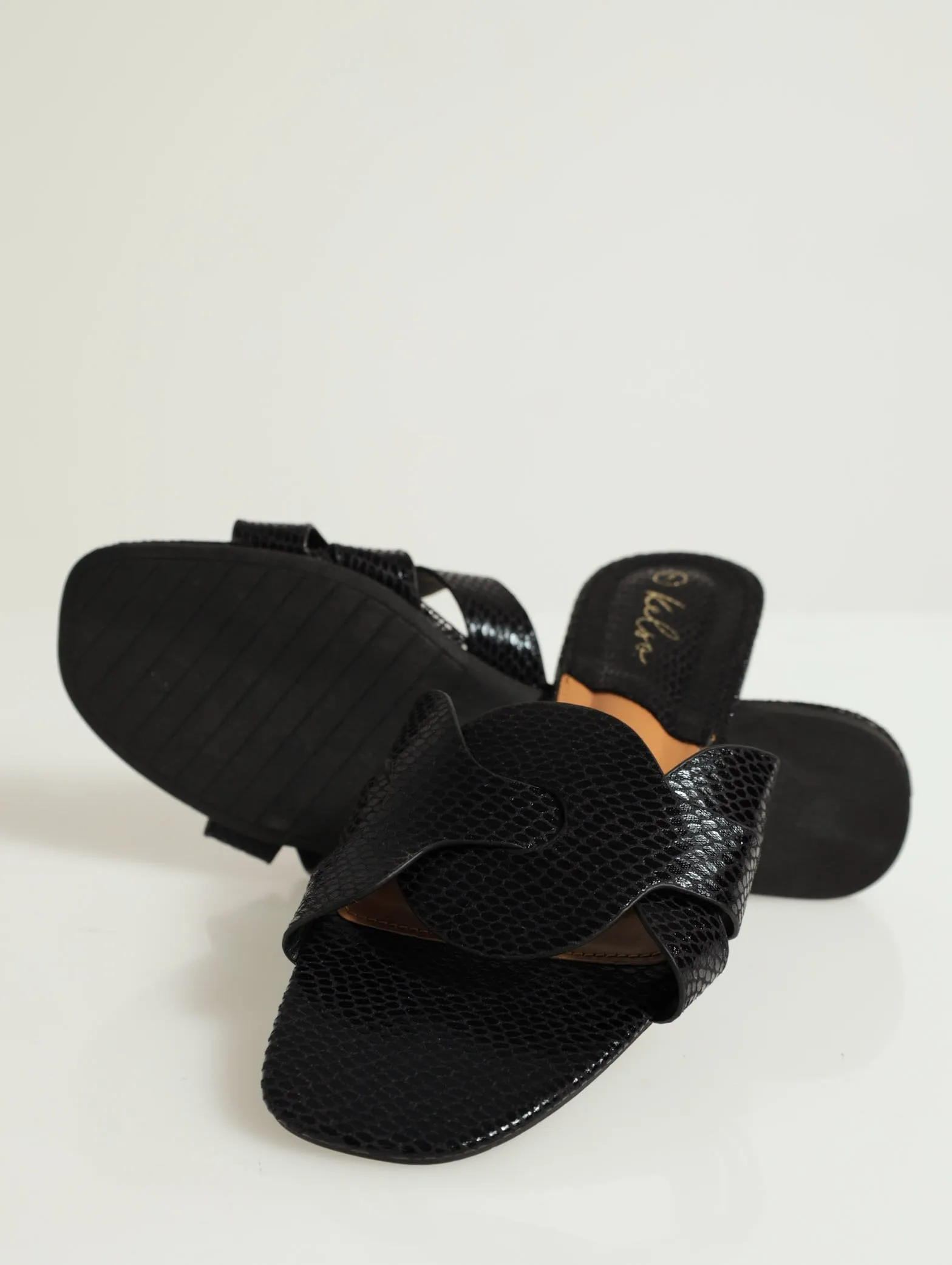 Interlock Strap Mule Sandal - Black