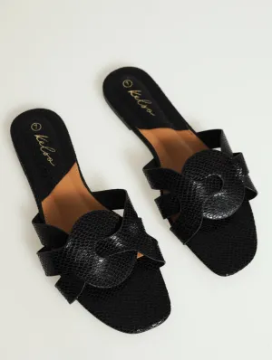 Interlock Strap Mule Sandal - Black