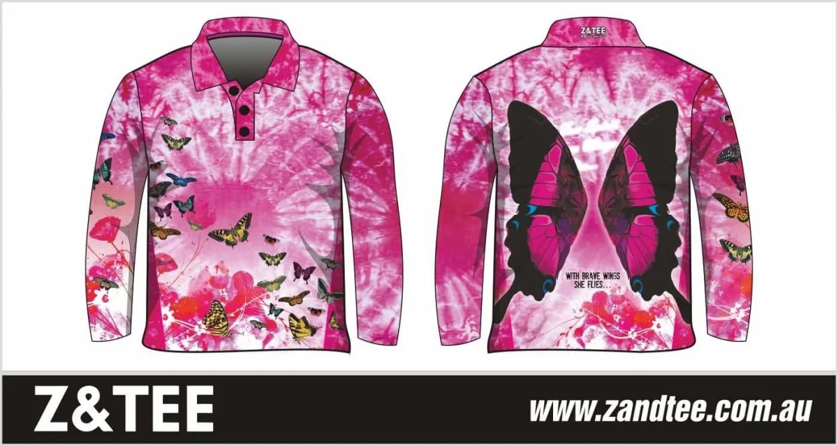 Kids | Butterfly Pink Tie Dye Fishing Shirt ★Pre-Order★