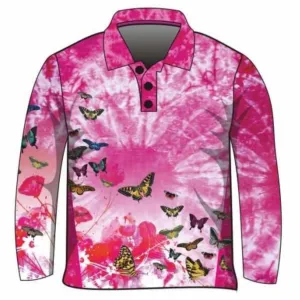 Kids | Butterfly Pink Tie Dye Fishing Shirt ★Pre-Order★