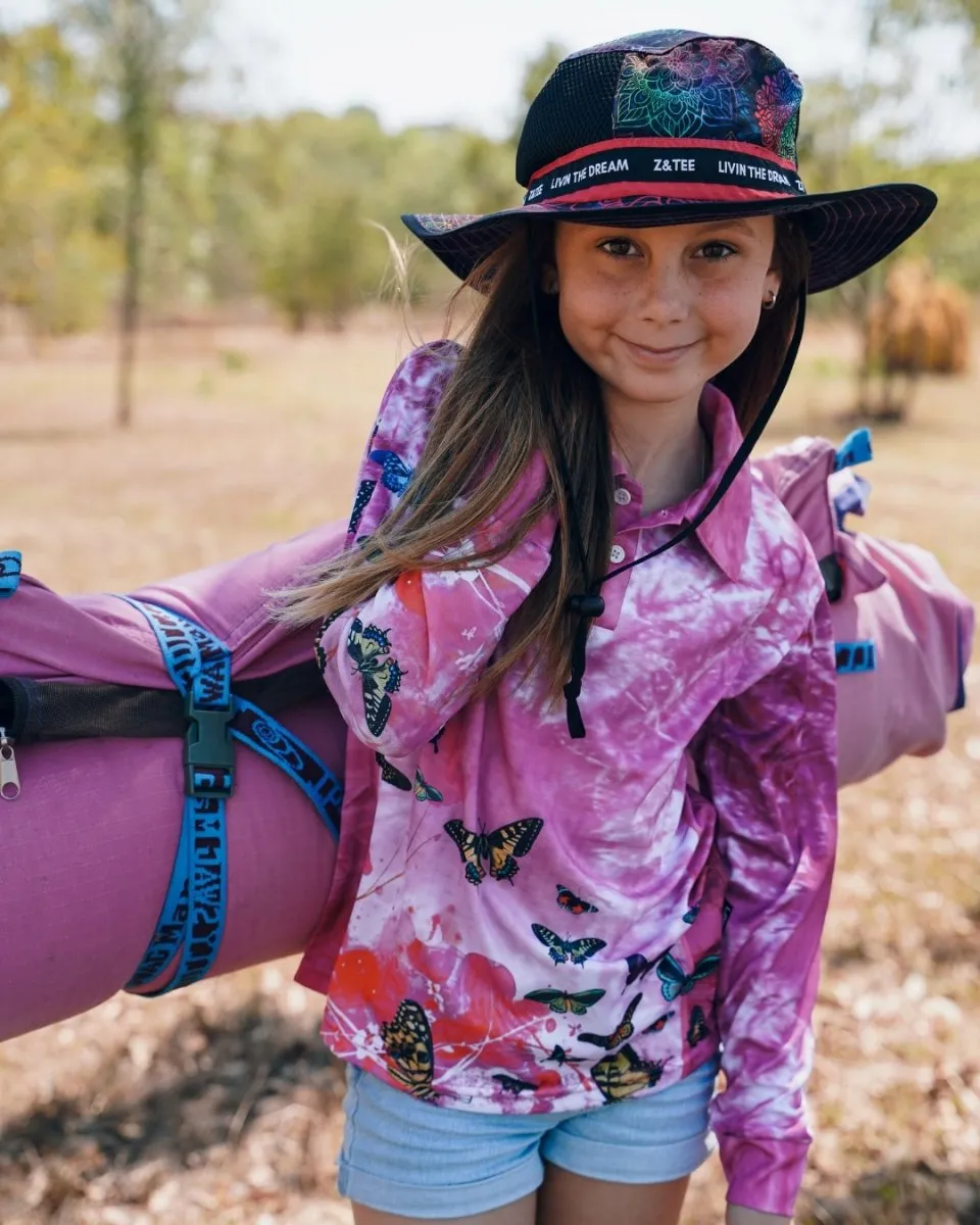Kids | Butterfly Pink Tie Dye Fishing Shirt ★Pre-Order★
