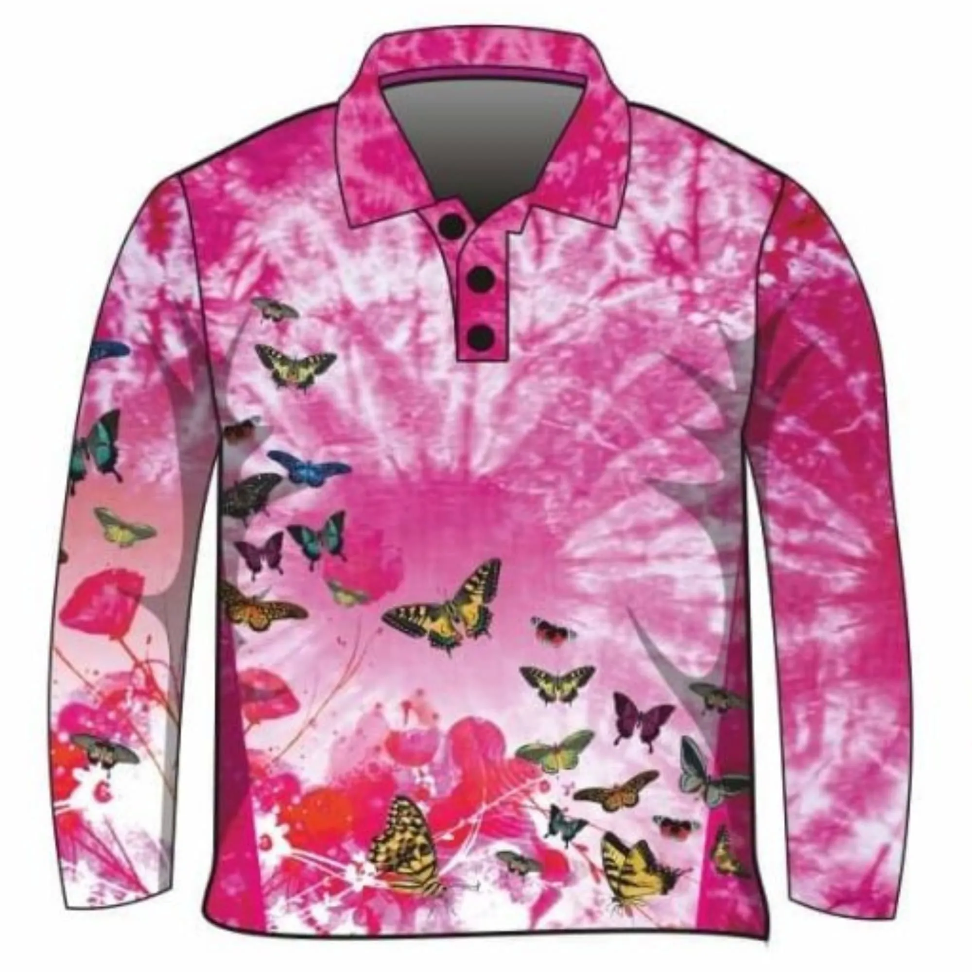 Kids | Butterfly Pink Tie Dye Fishing Shirt ★Pre-Order★