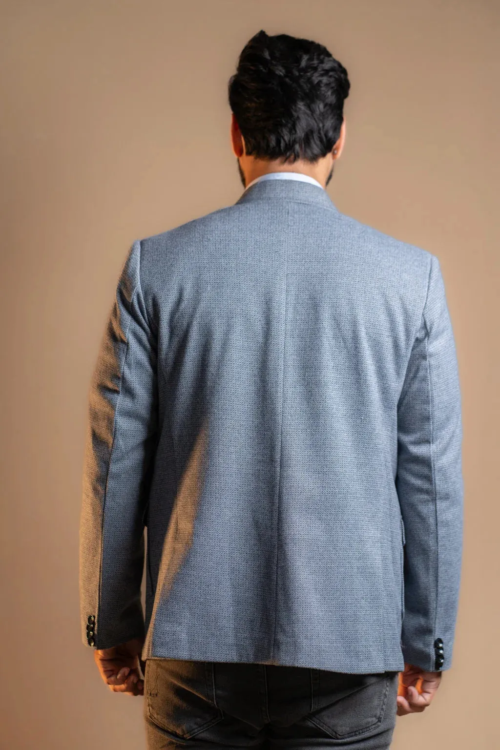 Light Blue Blazer with Multiple Pockets