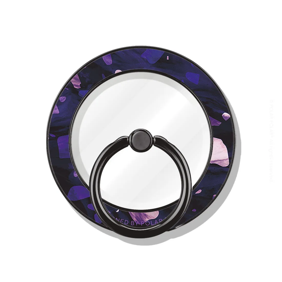 Lilac Terrazzo Gem - Black MagSafe Phone Grip and Ring Holder Stand