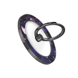 Lilac Terrazzo Gem - Black MagSafe Phone Grip and Ring Holder Stand