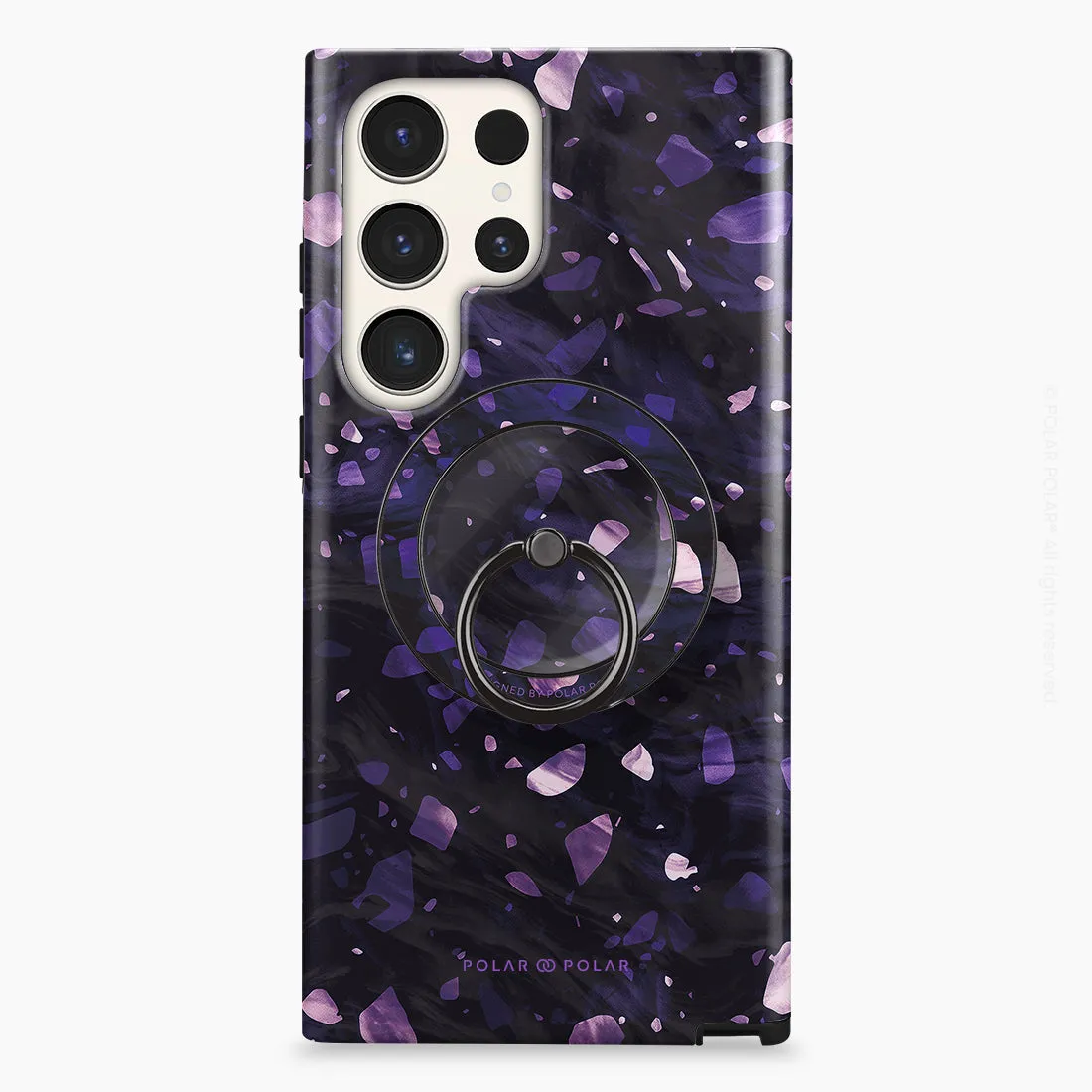Lilac Terrazzo Gem - Black MagSafe Phone Grip and Ring Holder Stand
