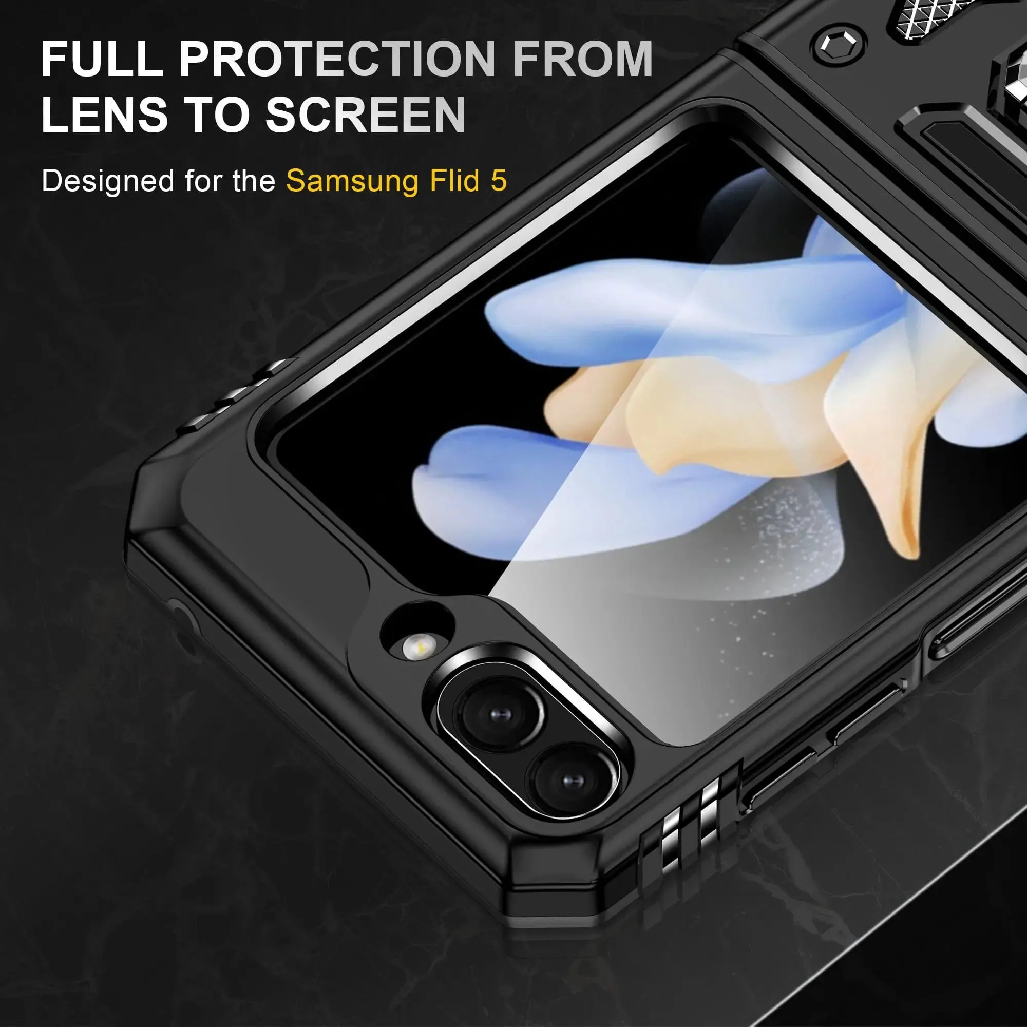 Magnetic Case With Kickstand & Camera Cover For Samsung Z Flip