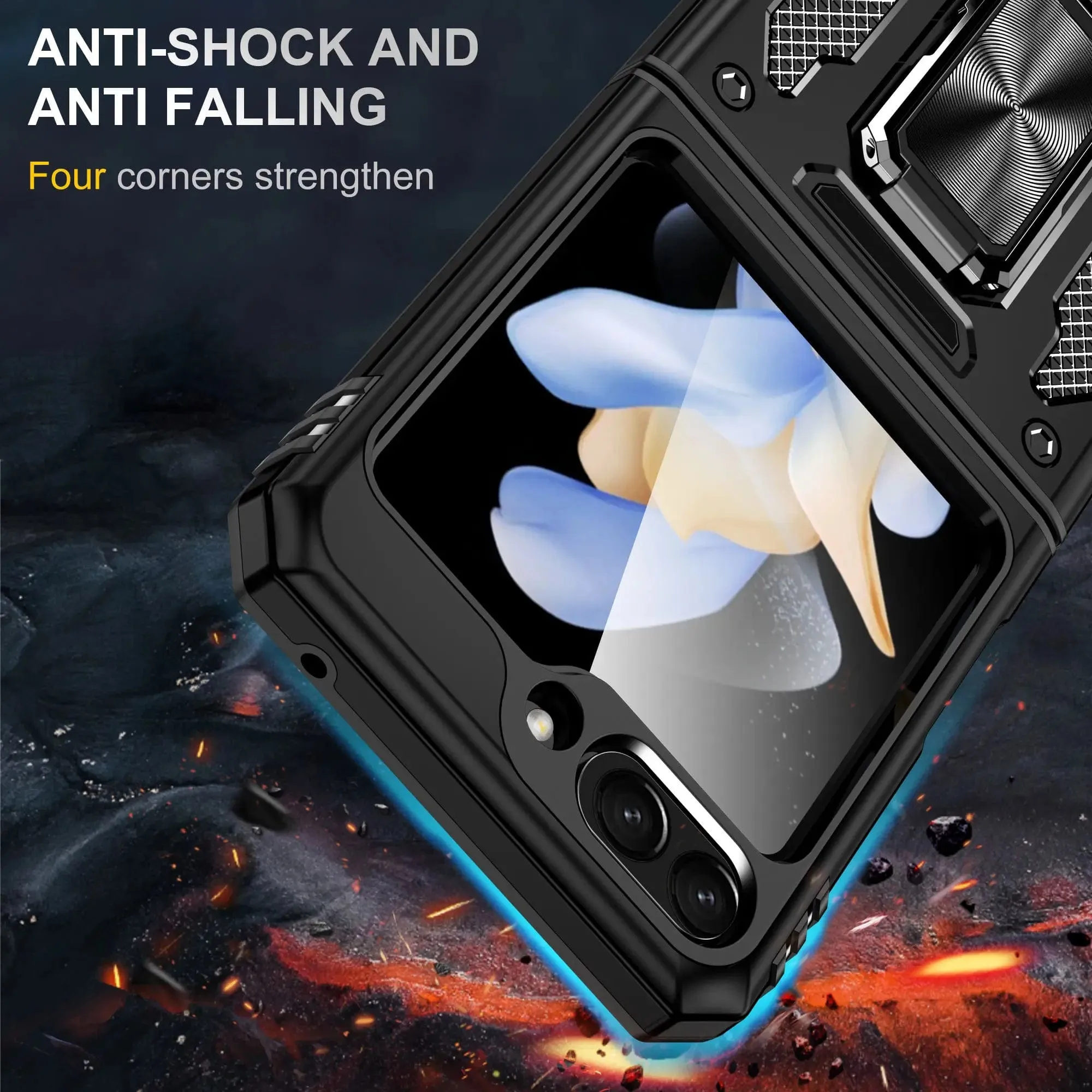 Magnetic Case With Kickstand & Camera Cover For Samsung Z Flip