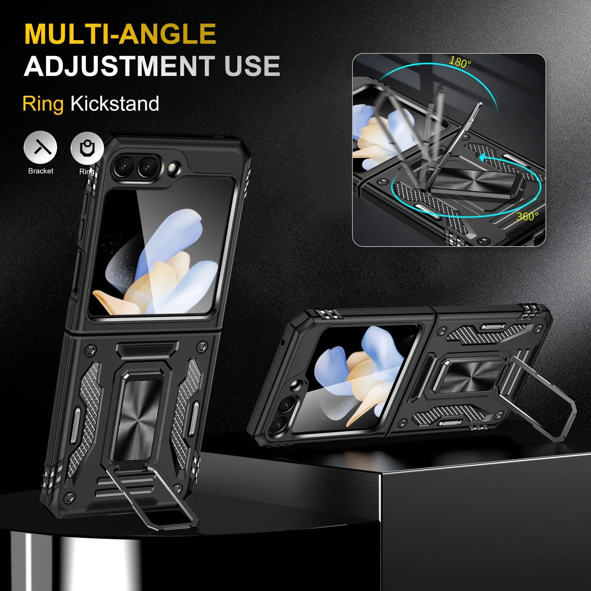 Magnetic Case With Kickstand & Camera Cover For Samsung Z Flip