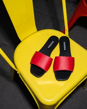 Mellow Slides Red vegan slides made of corn leather - outlet