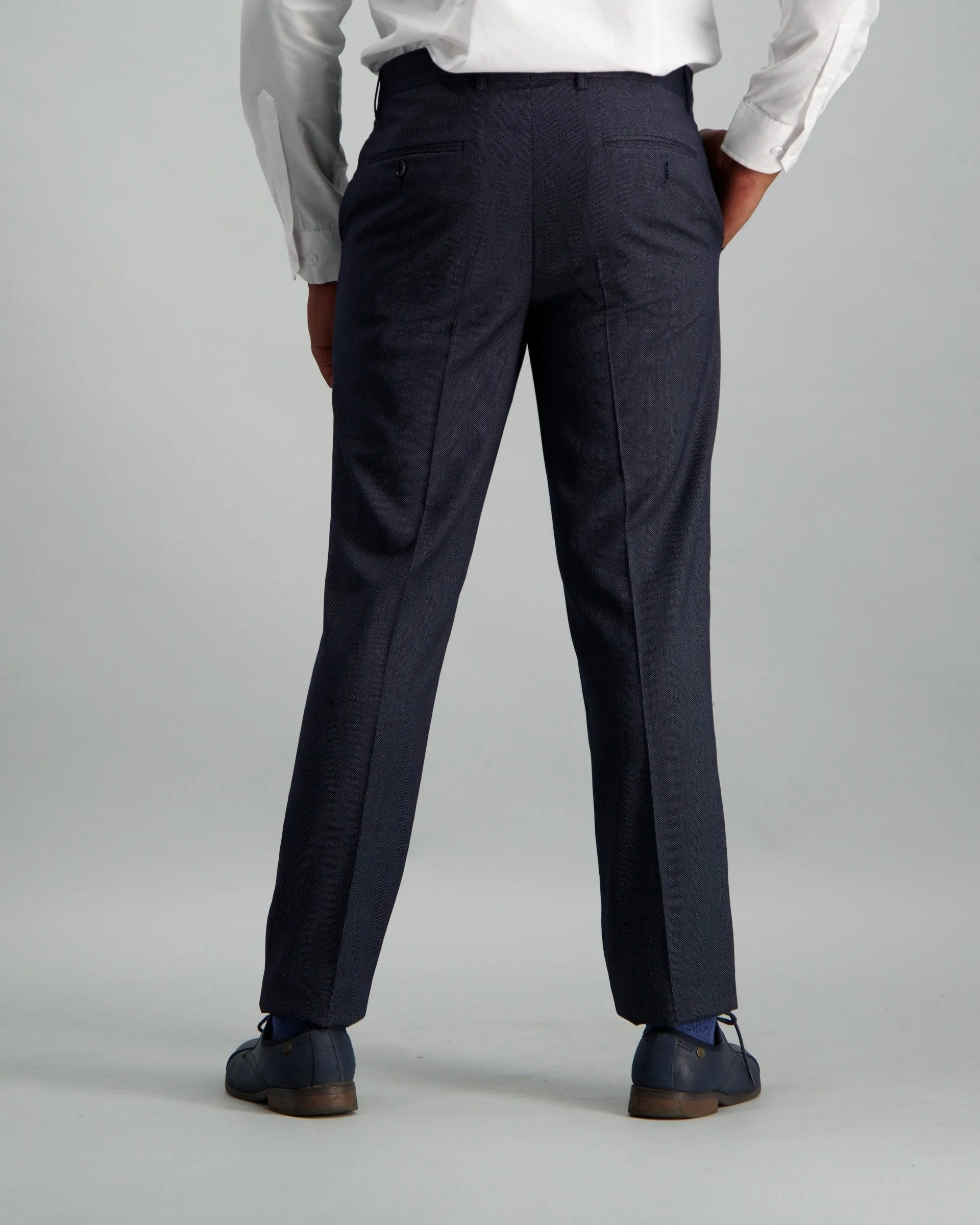 Mens - Bird Eye Suit Trouser - Dark Blue