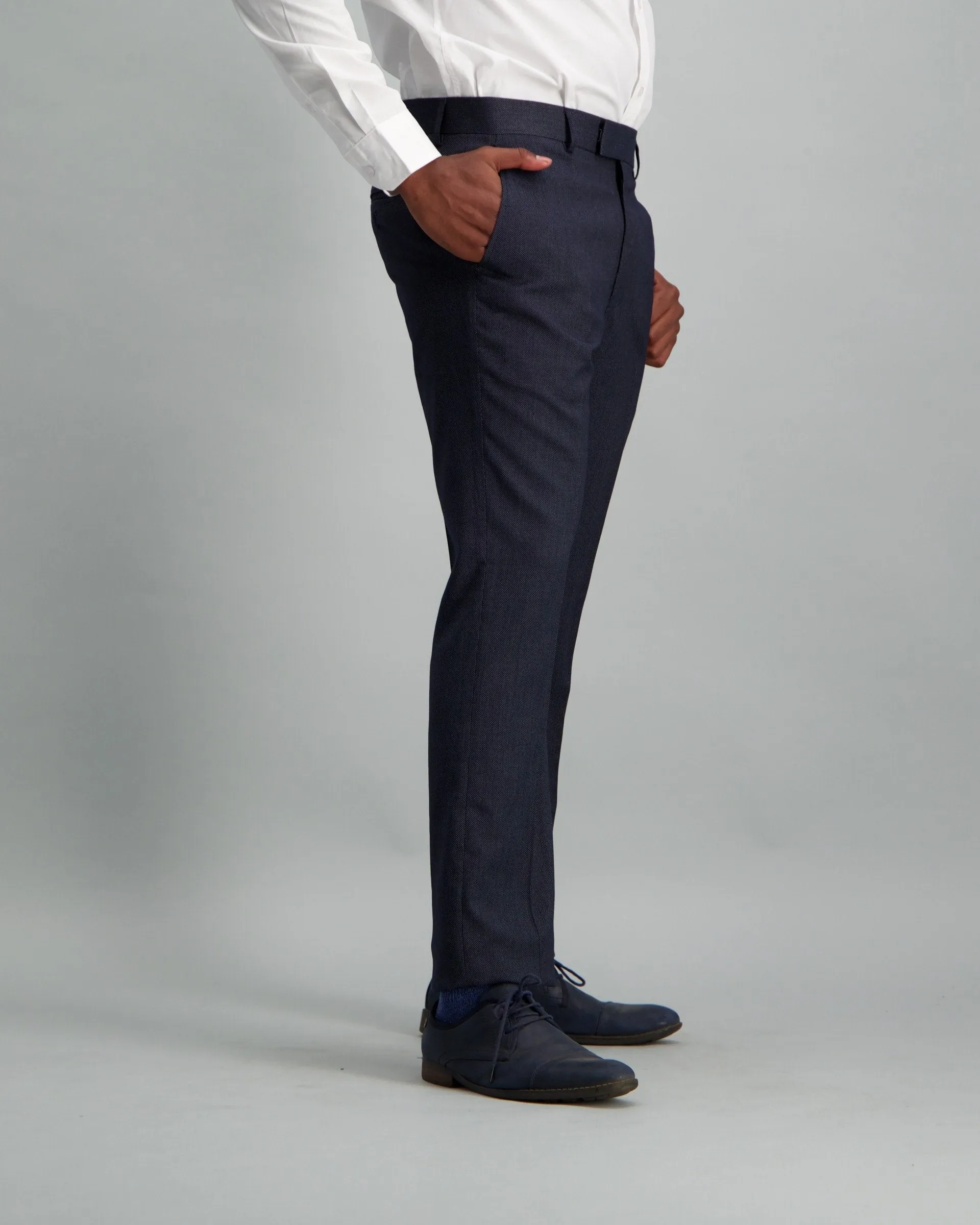 Mens - Bird Eye Suit Trouser - Dark Blue
