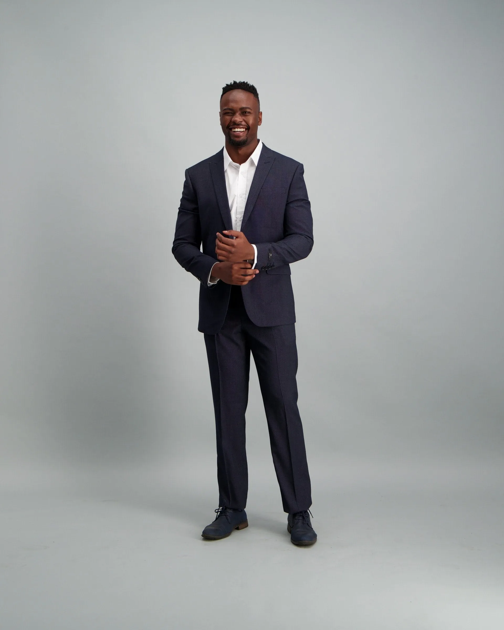 Mens - Bird Eye Suit Trouser - Dark Blue