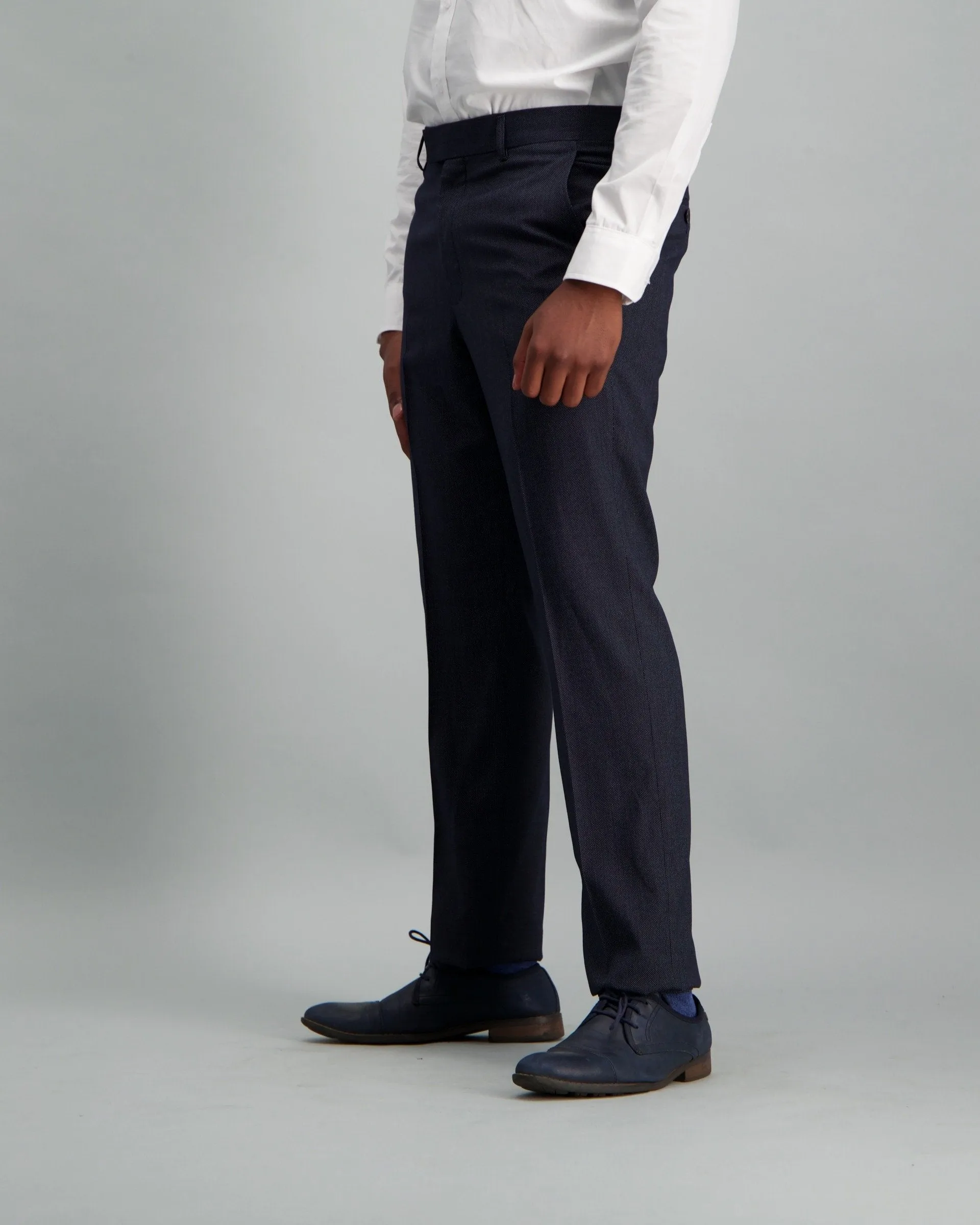 Mens - Bird Eye Suit Trouser - Dark Blue