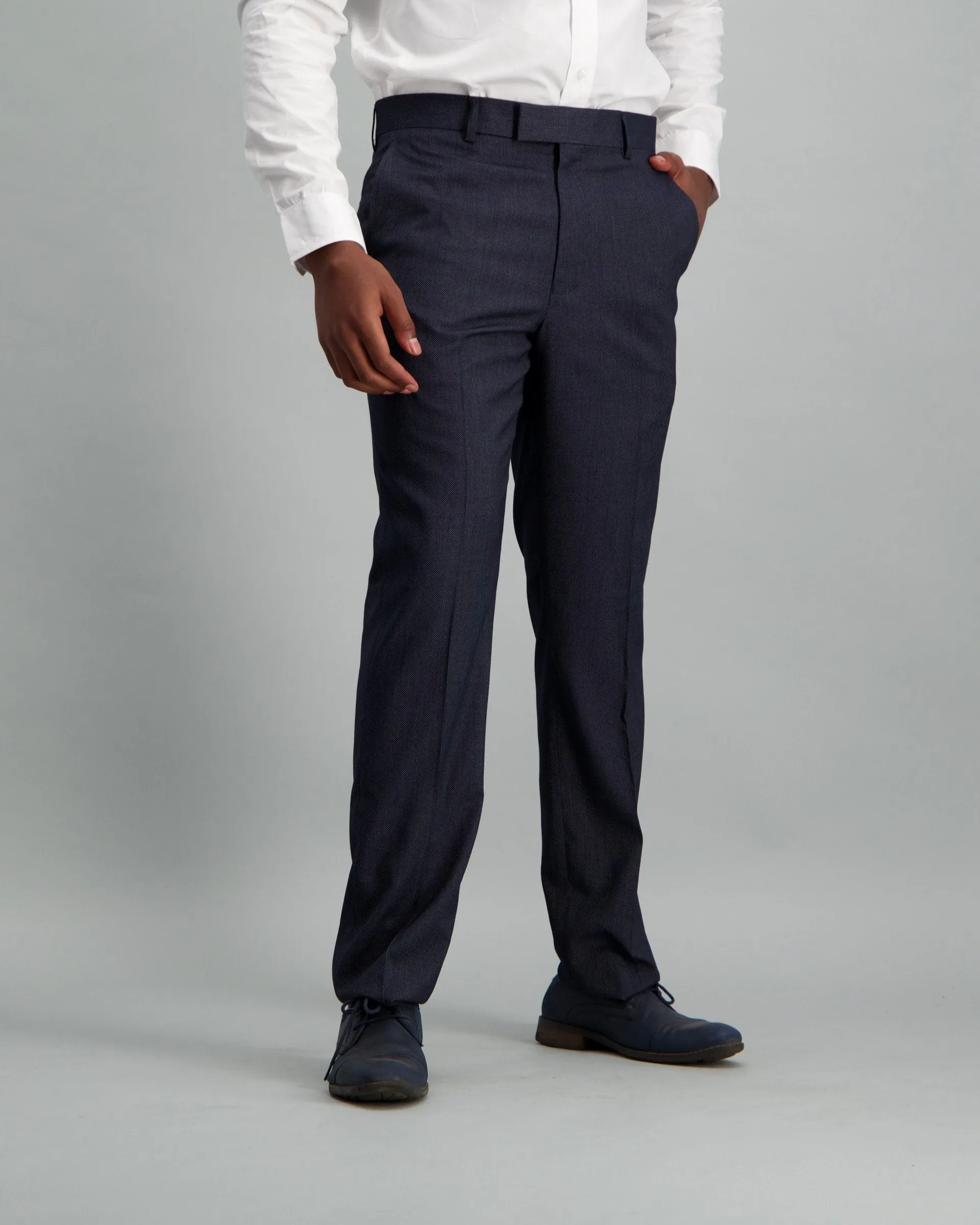 Mens - Bird Eye Suit Trouser - Dark Blue
