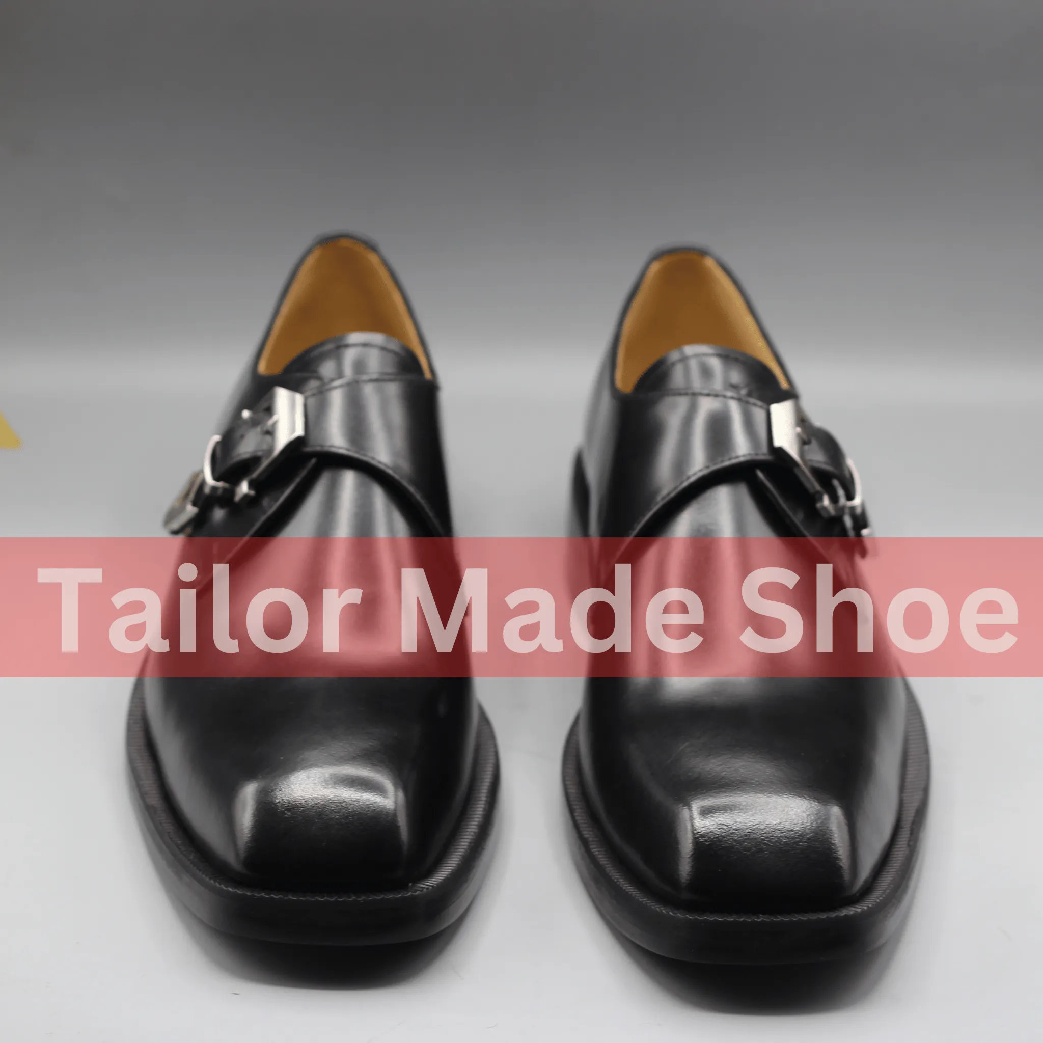 Men's Black Leather Single Buckle Dress Shoes – Premium Handmade Footwear Handcrafted Black Formal Shoes – Stylish Buckle Strap for Men