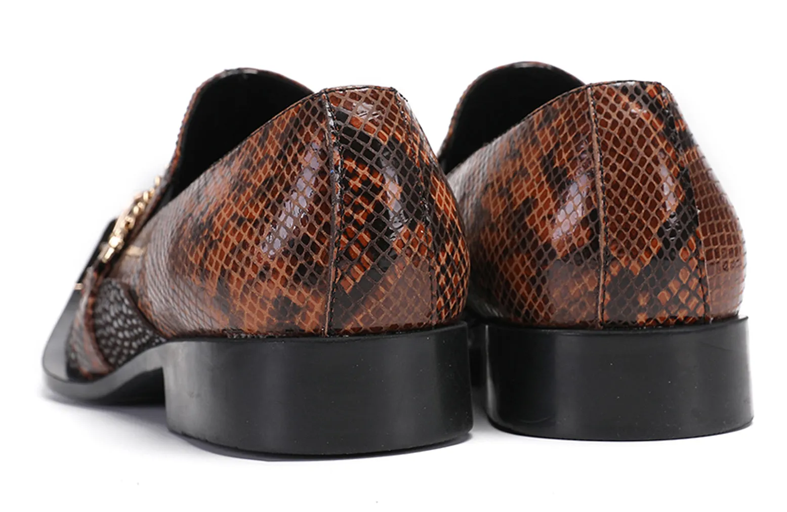 Mens Casual Gold Chain Sparkling Western Loafers