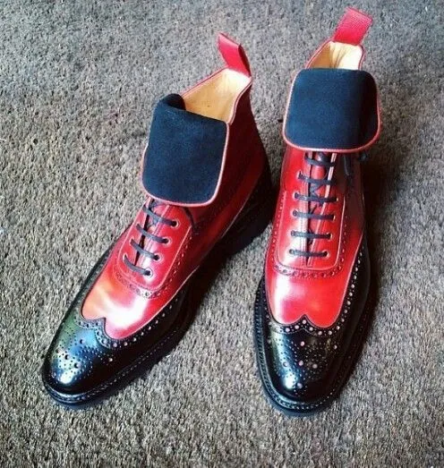 Men's Multi-Color Wing Tip Brogue Ankle Boots