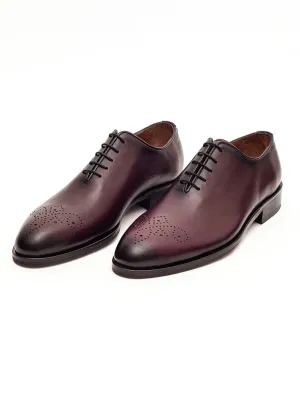 MENS SOLID BURGUNDY WHOLE CUT OXFORD LEATHER DRESS SHOES, MEN OXFORDS SHOES