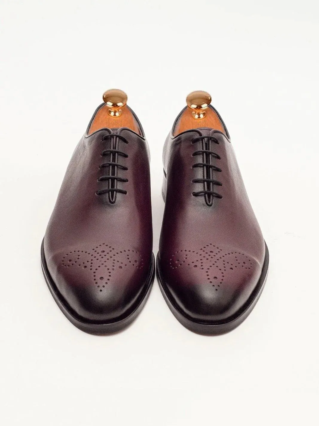 MENS SOLID BURGUNDY WHOLE CUT OXFORD LEATHER DRESS SHOES, MEN OXFORDS SHOES