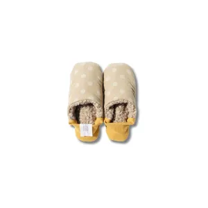 Merippa Slippers FW | Beige & Yellow Corduroy Polka Dots × Woolly Boa