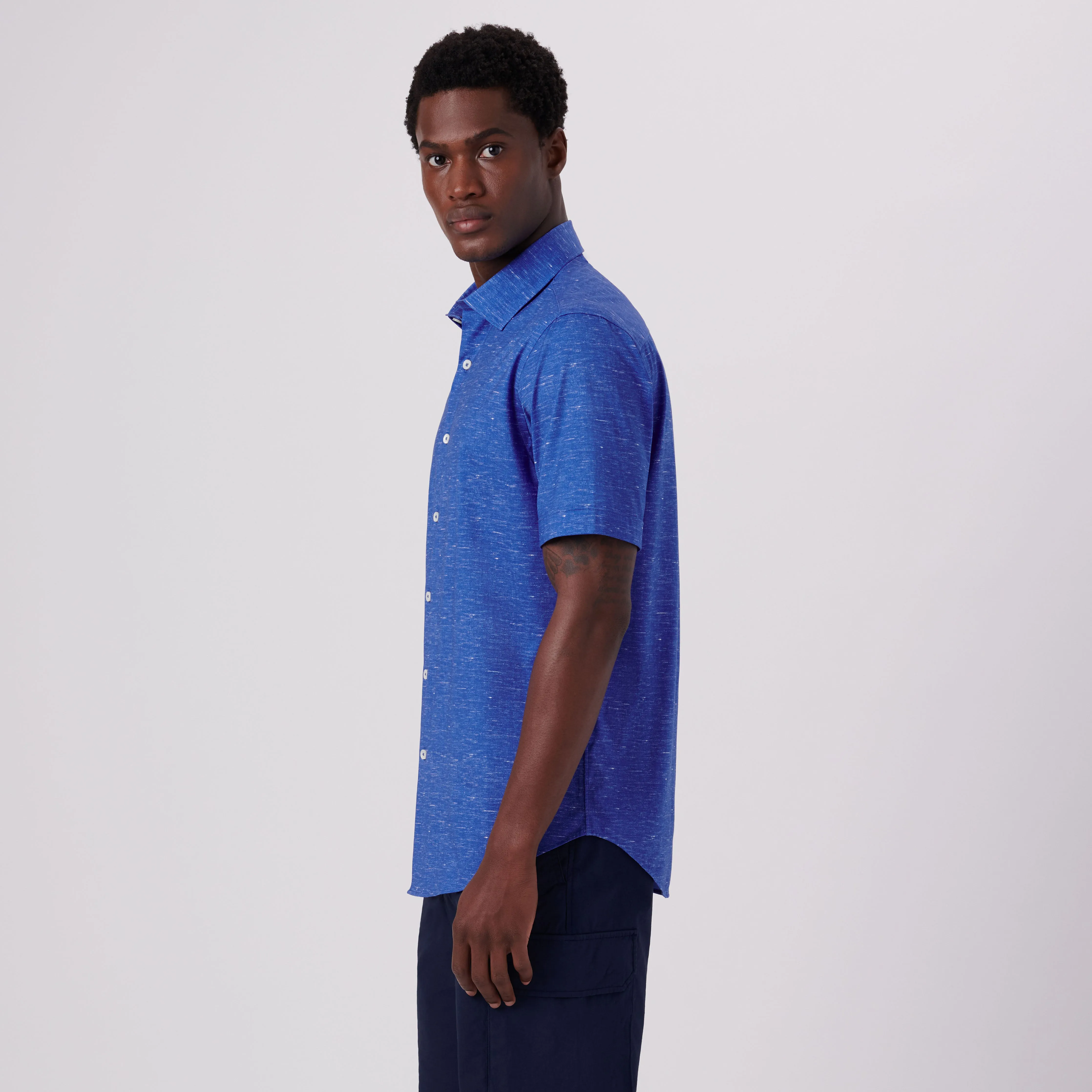 Miles Heather Print OoohCotton Short Sleeve Shirt