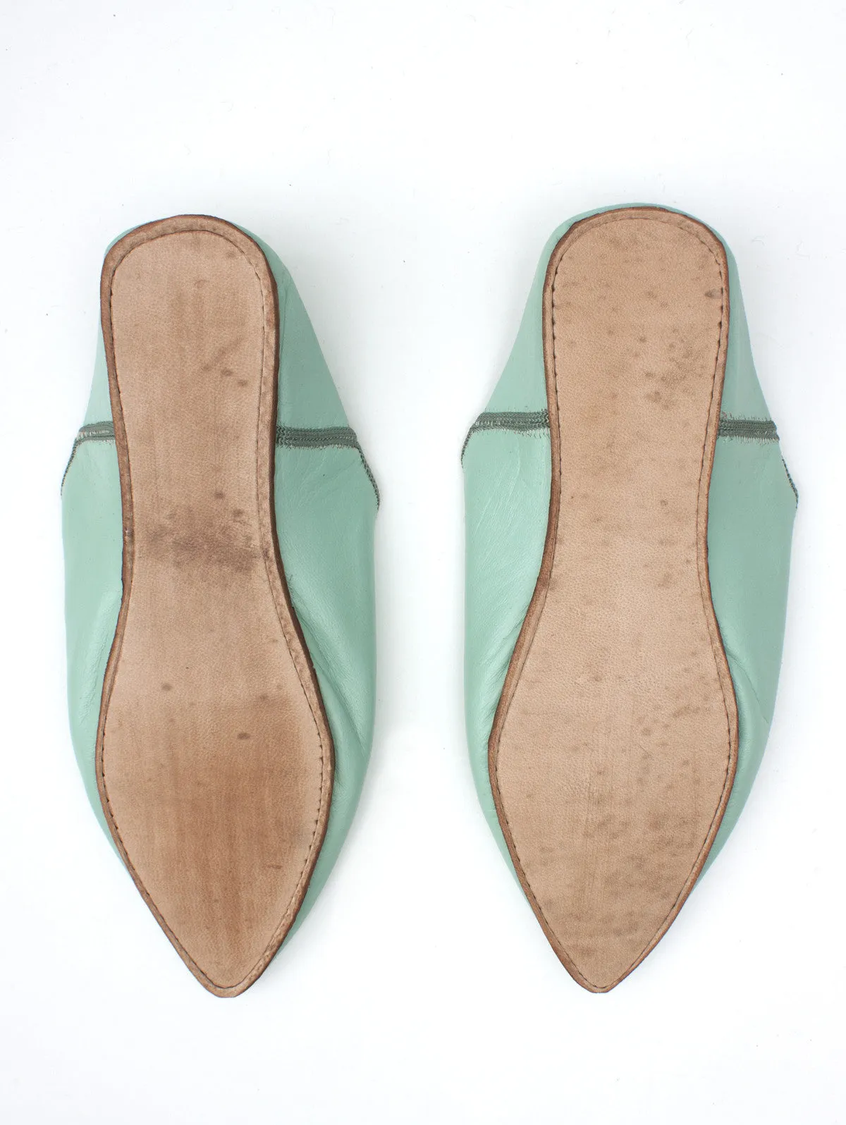Moroccan Plain Pointed Babouche Slight Seconds, Sage