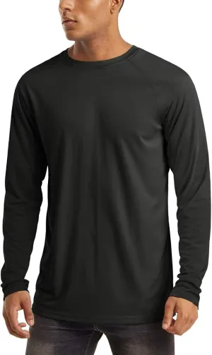 NEW MAGCOMSEN Men's Sun Protection T-Shirt UPF 50  UV Long Sleeve Moisture Wicking Performance Athletic Shirt, Black, Sz 2XL