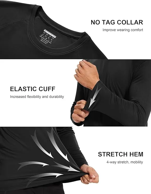 NEW MAGCOMSEN Men's Sun Protection T-Shirt UPF 50  UV Long Sleeve Moisture Wicking Performance Athletic Shirt, Black, Sz 2XL