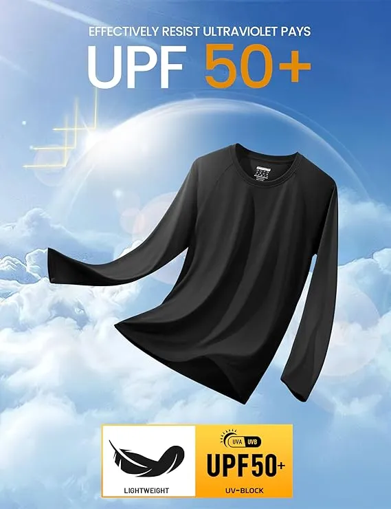 NEW MAGCOMSEN Men's Sun Protection T-Shirt UPF 50  UV Long Sleeve Moisture Wicking Performance Athletic Shirt, Black, Sz 2XL
