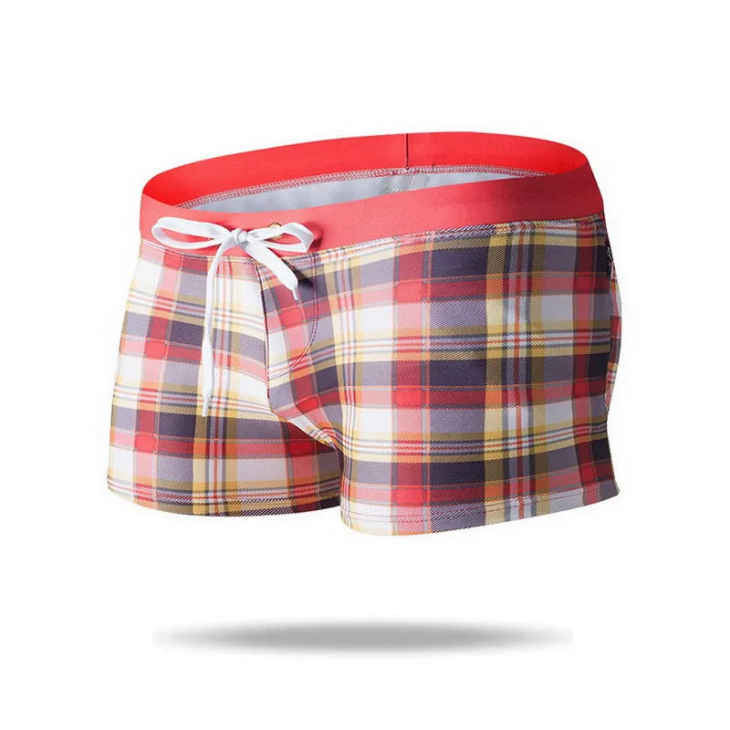 New Style Quick Dry Men's Swim Boxer Brief  with Dual Zipper Pockets