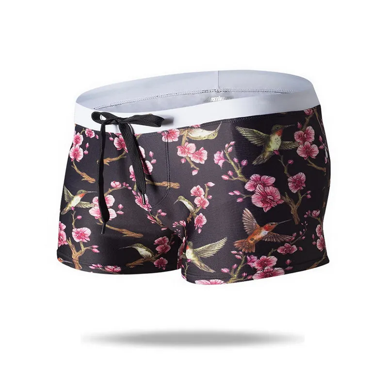 New Style Quick Dry Men's Swim Boxer Brief  with Dual Zipper Pockets