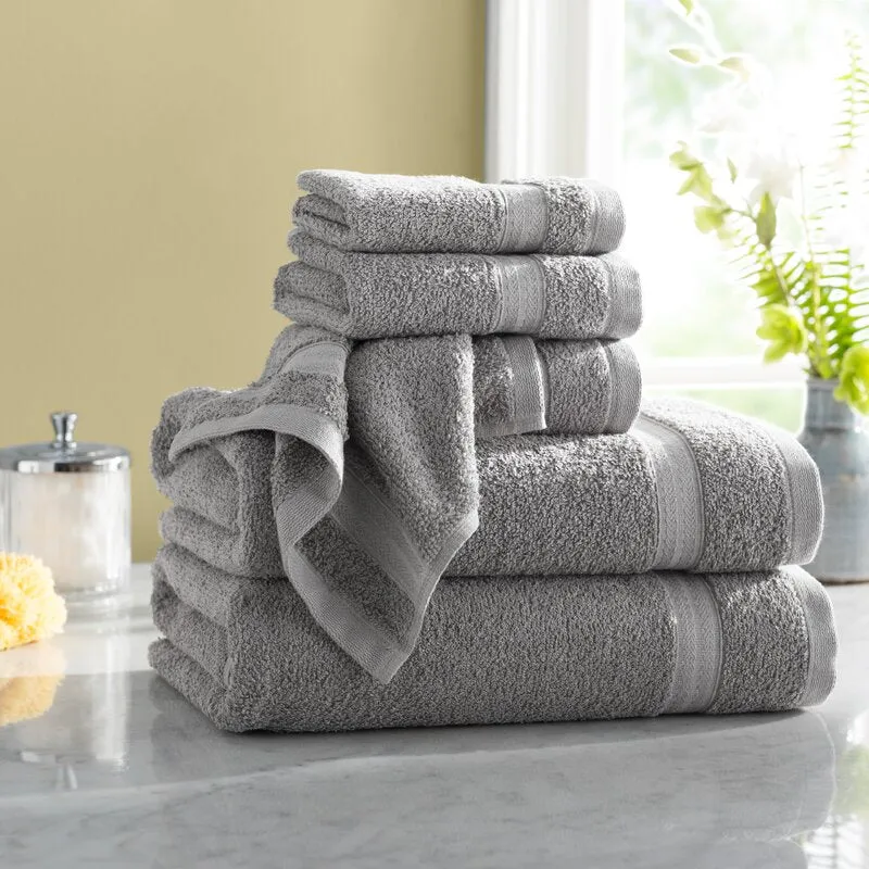 New Wayfair Basics Quick Dry 6 Piece 100% Cotton Towel Set in Grey!