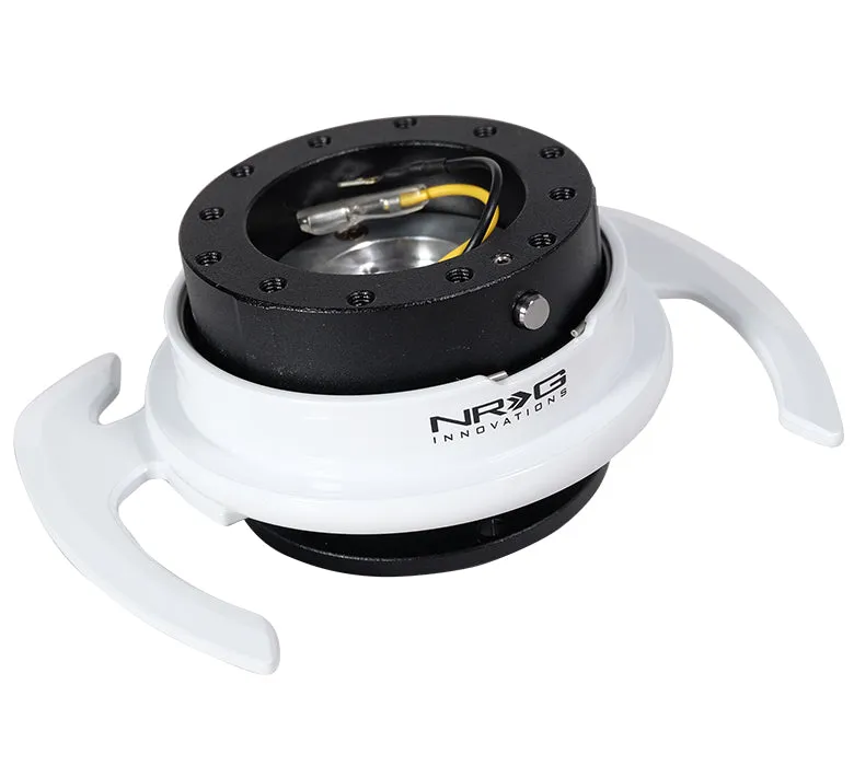 NRG SRK-700BK/WT Black Body / White Ring w/ Handles Quick Release Gen 4.0