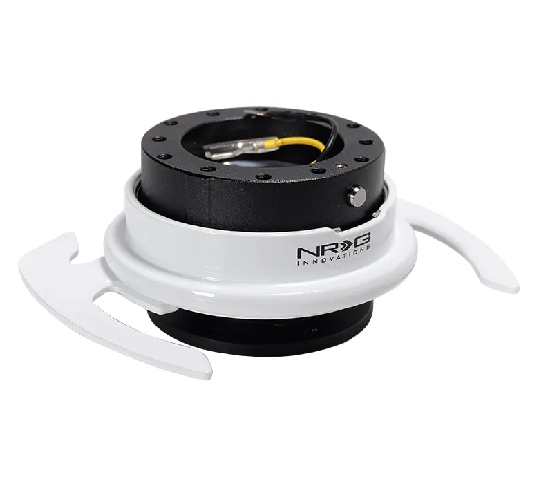 NRG SRK-700BK/WT Black Body / White Ring w/ Handles Quick Release Gen 4.0