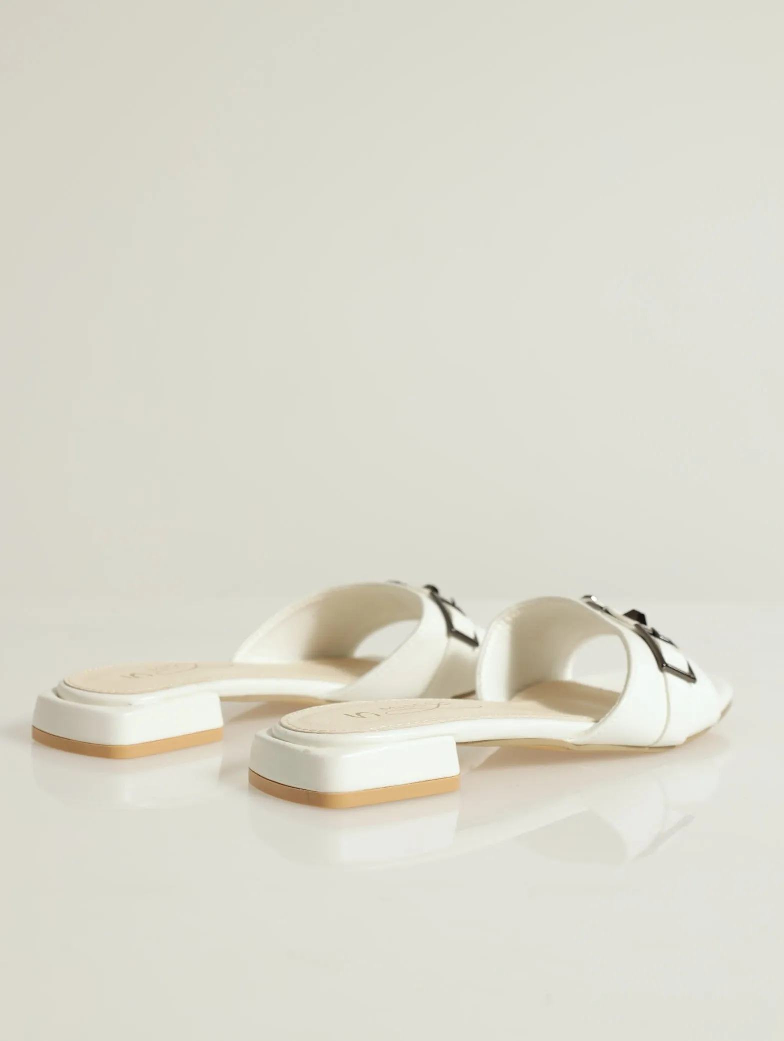 One Strap Push In Mule Sandal - White