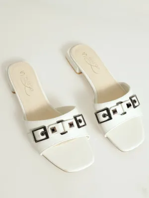 One Strap Push In Mule Sandal - White