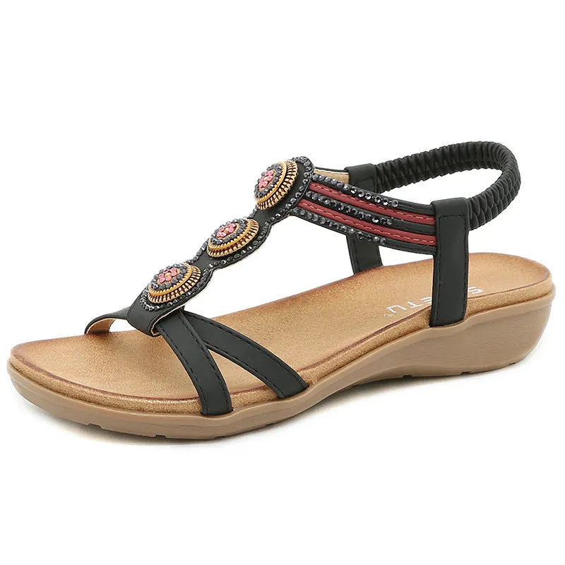 Ornate Bejeweled Sandals with Colorful Rhinestones