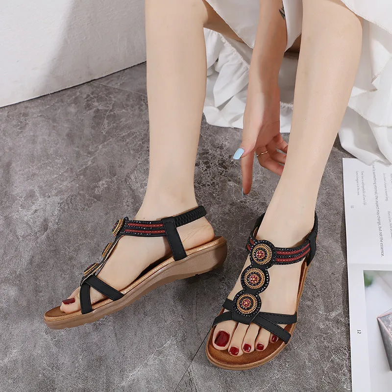 Ornate Bejeweled Sandals with Colorful Rhinestones