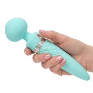 Pillow Talk Sultry Warming Double Ended Wand Vibrator - Teal